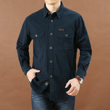 Men’s Pure Cotton Loose Fit Long Sleeve Tooling Cargo Shirt