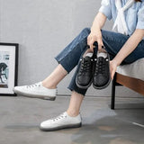 Women’s Genuine Leather Loafers – Soft Sole Lace-Up Flats