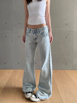 Damen Y2K Vintage Low-Waist Jeans – Retro Washed Denim Hose