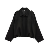 High Street Fashion Suede Bomber Coat - Lapel Long Sleeve Winter Jacket