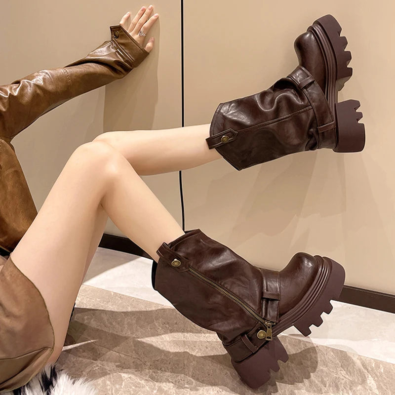 Designer Vintage Women’s Ankle Boots – Fashion Slip-On Knight Booties