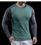 Herren Gym Fitness Langarmshirt | Elastische Feuchtigkeitsableitende Tights