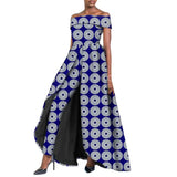 Hochgeschlitztes langes Kleid und Ankara-Hose, traditionelles Dashiki-Wachs-Print-Outfit