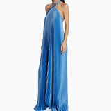 Women's Elegant Pleated Halter Evening Dress – Sexy Hollow-Out Backless Party Gown