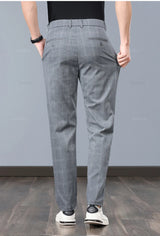 Klassische Herren-Arbeitshose mit Karomuster – Slim Fit Stretch-Businesshose