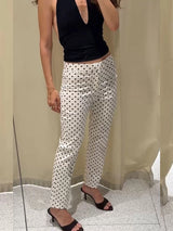 Elegante Damen-Hose mit Tupfenmuster – Schmale Passform, gerades Bein