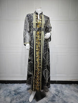 Abaya-Kleid für Damen mit Netz und Pailletten | Elegantes besticktes Eid-Partykleid