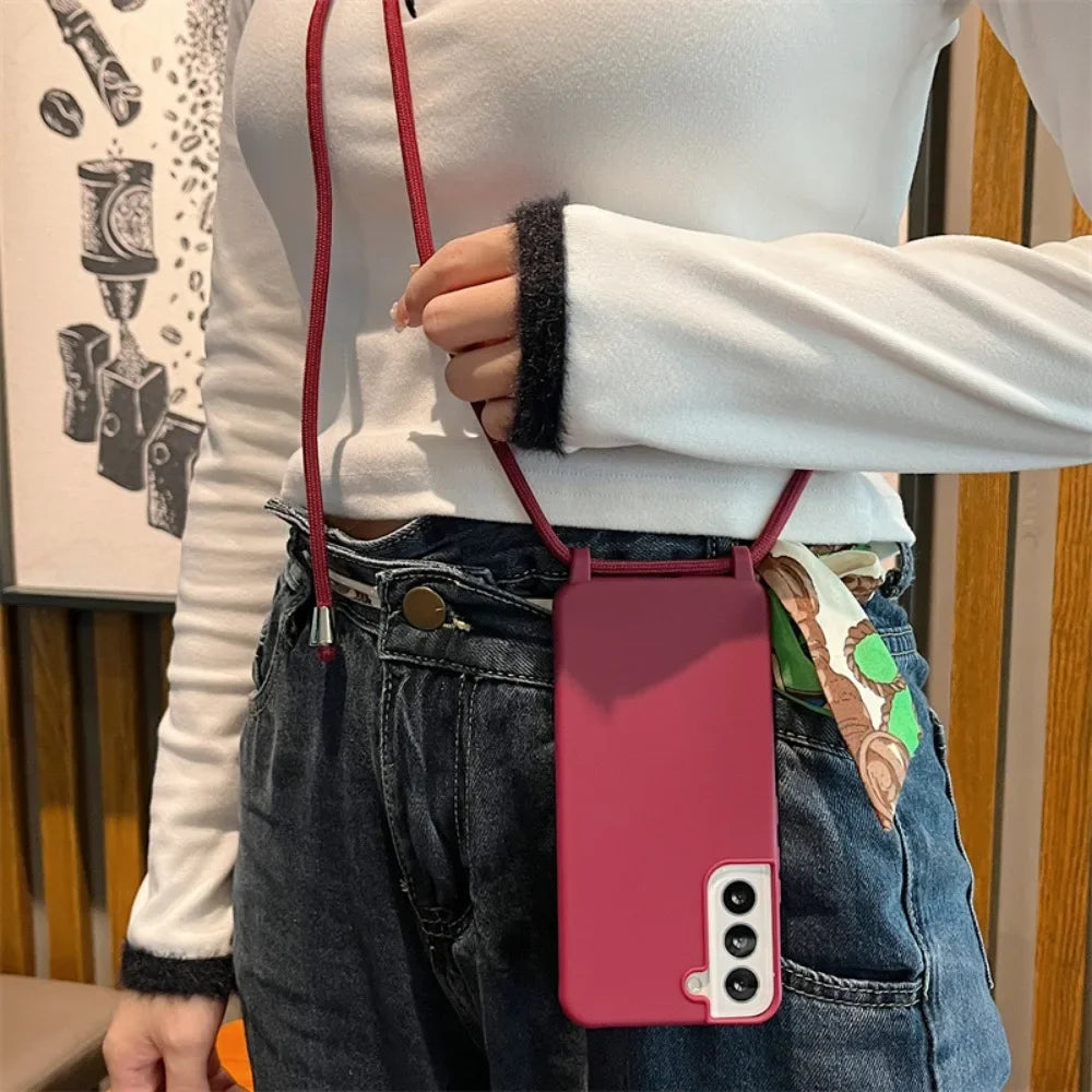 Crossbody Lanyard Soft Case for Samsung Galaxy S26 S25 S24 Ultra S23 FE