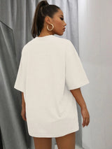 Damen Oversized Baumwoll Streetwear Top mit auffälligem Smile-Motiv