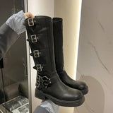 Women’s Gothic Metal Buckle Platform Punk Rock Boots Boots