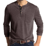European And American Men's Long Sleeve Round Neck T-Shirt Amazon Men's Base Layer Top Foreign Trade Men's T-Shirt Henry Collar