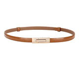 The "Perfect Fit" Skinny Belt: Adjustable Leather Waistband for Women – Elegant Gold Buckle Strap