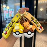Pokémon Pokéball Schlüsselanhänger-Set mit Figuren – Pikachu, Evoli & Glumanda Schlüsselanhänger
