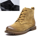 Women’s Genuine Leather Ankle Boots – Retro British Style Suede Booties