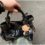 The Noir-Rebel Silhouette Retro Pleated Motorcycle Bag