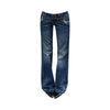 Blaue Low-Rise Y2K Schlaghose für Damen