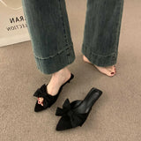 Elegante Damen Pantoletten mit Schmetterlingsknoten und niedrigem Absatz – Modische offene Party-Pumps
