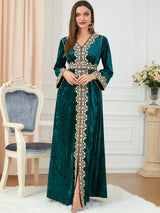 Luxury Velvet Dubai Abaya for Women | Elegant Kimono Robe and Muslim Hijab Dress