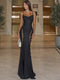 Women’s Sexy Sheer Lace Maxi Dress – Spaghetti Strap Patchwork High Waist Dress