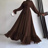 Muslimische Damen-Abaya mit Schärpe | Elegante marokkanische Dschalabija und Dubai Kaftan