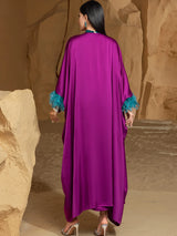 Atemberaubende violette 2-teilige Abaya mit fließendem Cardigan und passendem inneren Maxi
