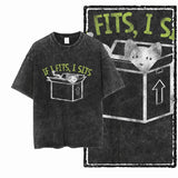 Säuregewaschenes Katzen-Grafik-T-Shirt | Unisex Exklusives Streetwear T-Shirt