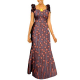 Afrikanisches langes Maxikleid für Damen |Kurzarm-Kleid aus Ankara-Stoff