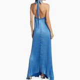 Women's Elegant Pleated Halter Evening Dress – Sexy Hollow-Out Backless Party Gown