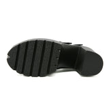 Women's Goth Platform Block Heels: Buckle Strap Mary Jane Pumps with Back Zipper