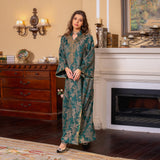 Beaded Muslim Abaya for Women | Elegant Stand Collar Jalabiya and Morocco Party Dress