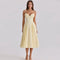 Women's Elegant Yellow Sweetheart Midi Dress