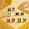 18K Gold Plated Flower Stud Earrings - Sparkling CZ Inlaid Multi-Color 4-Leaf Clover Earrings