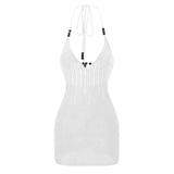 Women’s Backless Halter Crochet Dress – Sexy Knit Cutout Mini & Long Bodycon Dress