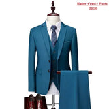 Herren 3-teiliger High-End Anzug – Slim Fit Business-Anzug unifarben