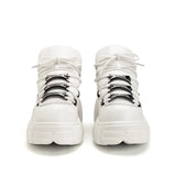 6cm Chunky Heel Punk Metal Strap Platform Ankle Boots
