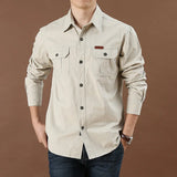 Men’s Pure Cotton Loose Fit Long Sleeve Tooling Cargo Shirt