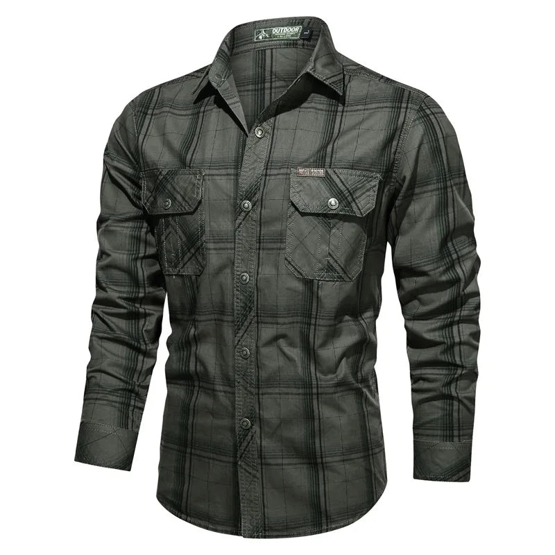 Men’s High-Quality Plaid Classic England Style Pure Cotton Casual Shirt