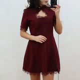 Women’s Luxury Lace Patchwork Evening Dress – Elegant Hollow Out Slim Fit Party Dress