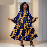Das Maxi-Kleid "Aura": Kühnes afrikanisches Print-Kleid mit dramatischen ausgestellten Ärmeln