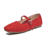 Damen-Mary-Jane-Schuhe aus echtem Leder – Ballerinas mit eckiger Zehenpartie