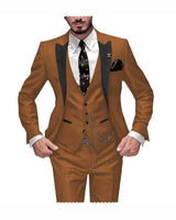 Herren 3-teiliger Slim Fit Anzug – Gentleman Hochzeits-Smoking, Reverskragen Bräutigam Terno Set