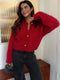 Women’s Autumn Winter Plush Patchwork Cardigan – Warm Solid Color Sweater Coat