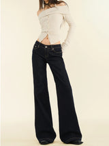 Damen Retro High-Waist Jeans | Streetwear Straight-Leg Denim-Hose