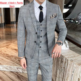 Der "Heritage Grey" Hahnentritt 3-Teiler – Luxus-Plaid Edition – Maßgeschneiderte Jacke, Weste & Hose