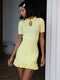 Ruffled Fashion Knit Mini Dress for Women – Ribbed High Waist Patchwork Dress
