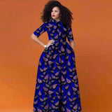 African Ankara Maxi Dress for Women | Half Sleeve High Waist Traditional Print Dress