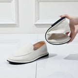 Women’s Genuine Leather Loafers – Soft Flat Slip-On Shoes, Round Toe Casual Walking Flats