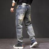 Men's Retro Punk Street Jeans | Fashion Distressed Denim Trousers