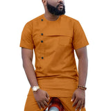 Afrikanisches Dashiki-Hemd mit kurzen Ärmeln und Hose Herren-Anzug 2-teiliges Ankara-Set