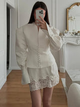 Eleganter Patchwork-Pendlerblazer – Schlanker, hochtaillierter Herbstmantel für Damen